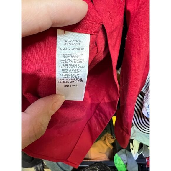 Express 1MX Mens Red Extra Slim Fit Long Sleeve Button Up Dress Shirt Size Large - Picture 6 of 7